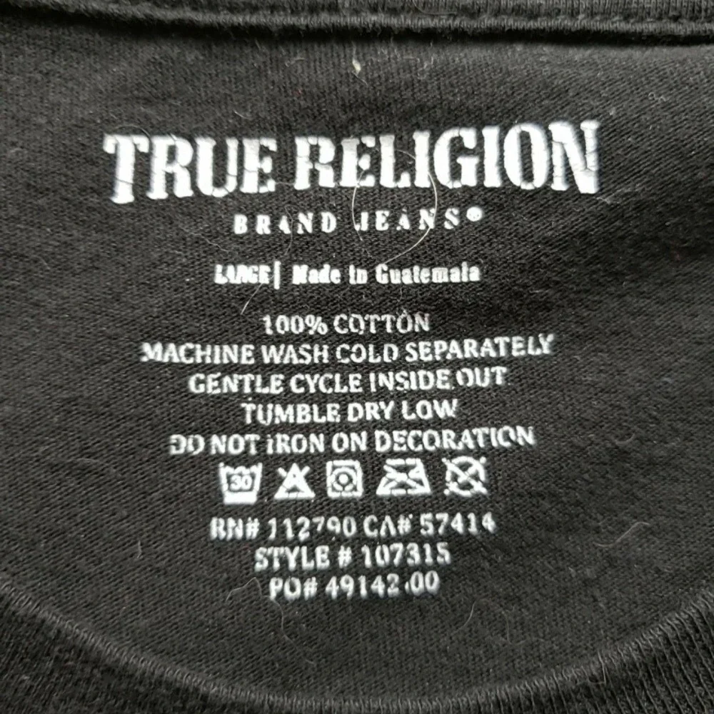 True Religion Shirt Mens Large Black World Tour Buddha Graphic Tee Tagless